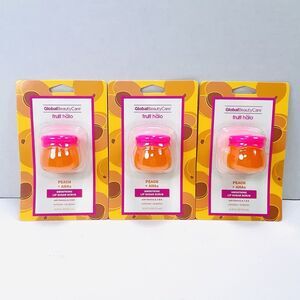 Set of 3 Global Beauty Care Peach +AHAs Smoothing Lip Sugar Scrub Fruit Halo NEW